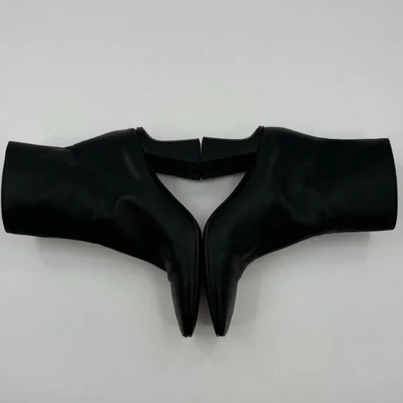 Furla Sirena Black Leather Square-Toe Ankle Boots Size7.5 or  38.5 Made In Italy - Picture 7 of 15